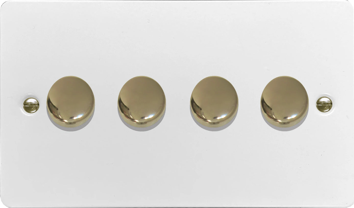 Flat White 4 Gang 120W LED Dimmer