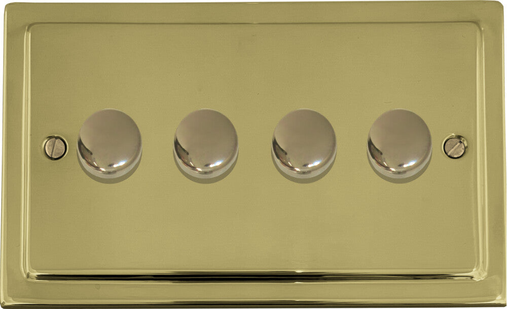 Victorian Polished Brass 4 Gang LED Dimmer