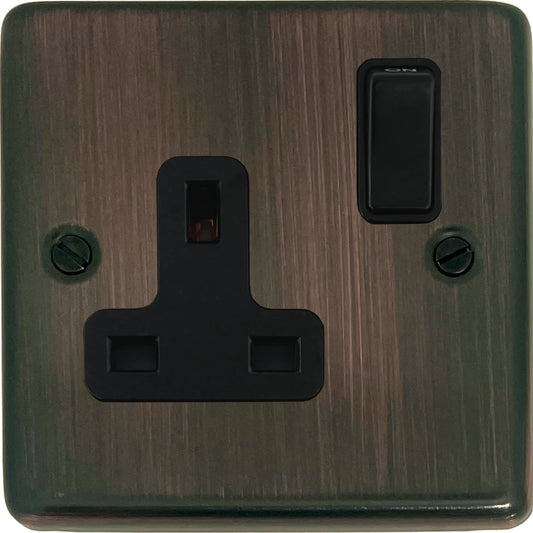Contour Antique Copper 1 Gang Switch (Black Switch)