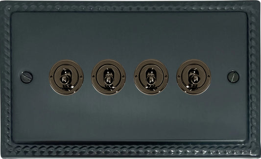 Monarch Black Bronze 4 Gang Toggle Switch (Black Nickel Toggle)