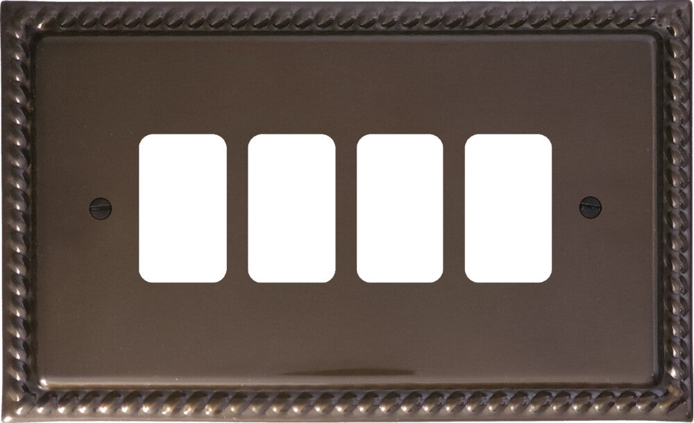 Georgian Medium Bronze 4 Gang Grid Plate