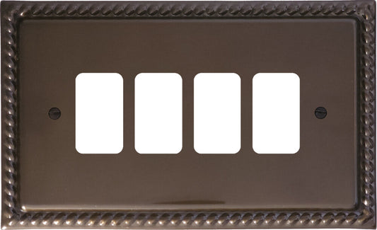 Georgian Medium Bronze 4 Gang Grid Plate