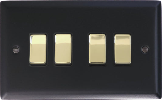 Spectrum Flat Black  4 Gang Switch