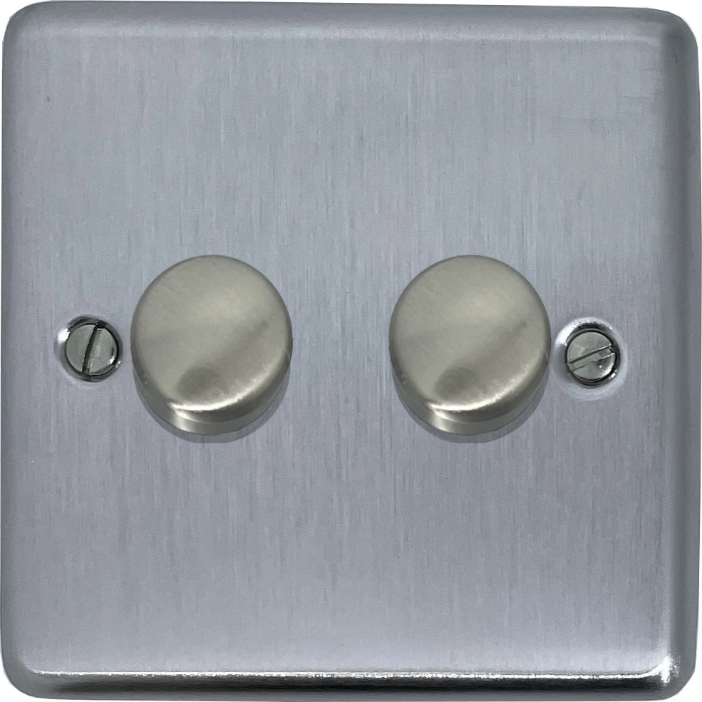 Contour Satin Chrome 2 Gang LED Dimmer