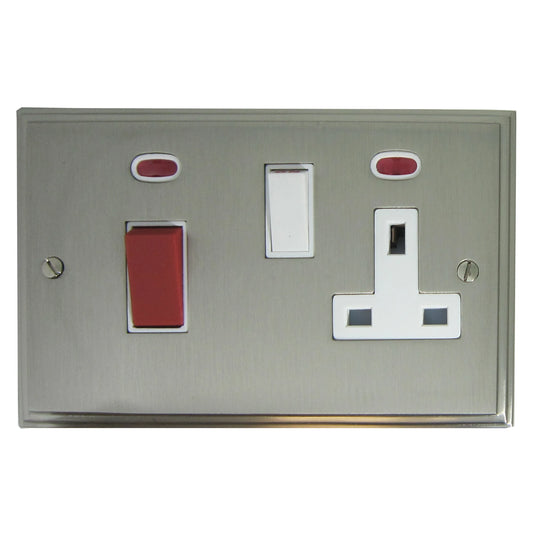 Victorian Satin Nickel Cooker Socket (White Plastic)