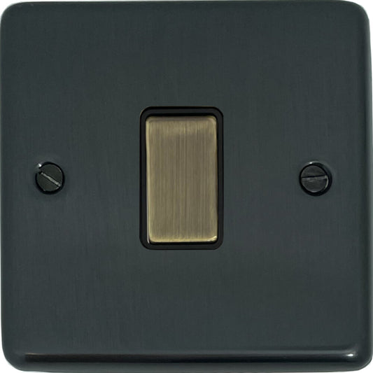 Contour Black Bronze 1 Gang 2 Way Switch (Black Insert/Antique Brass Switch)