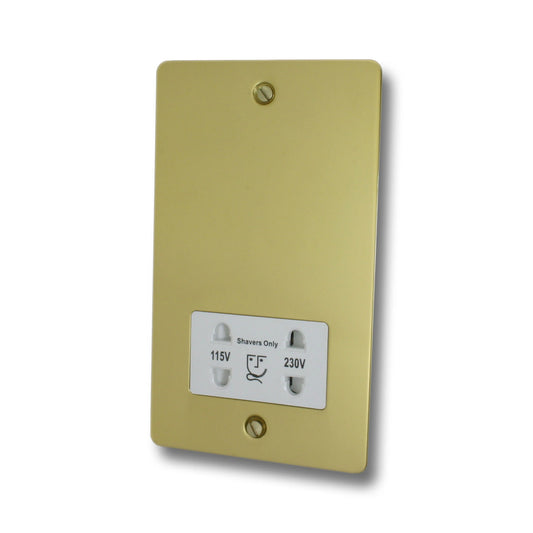 Flat Polished Brass Shaver Socket