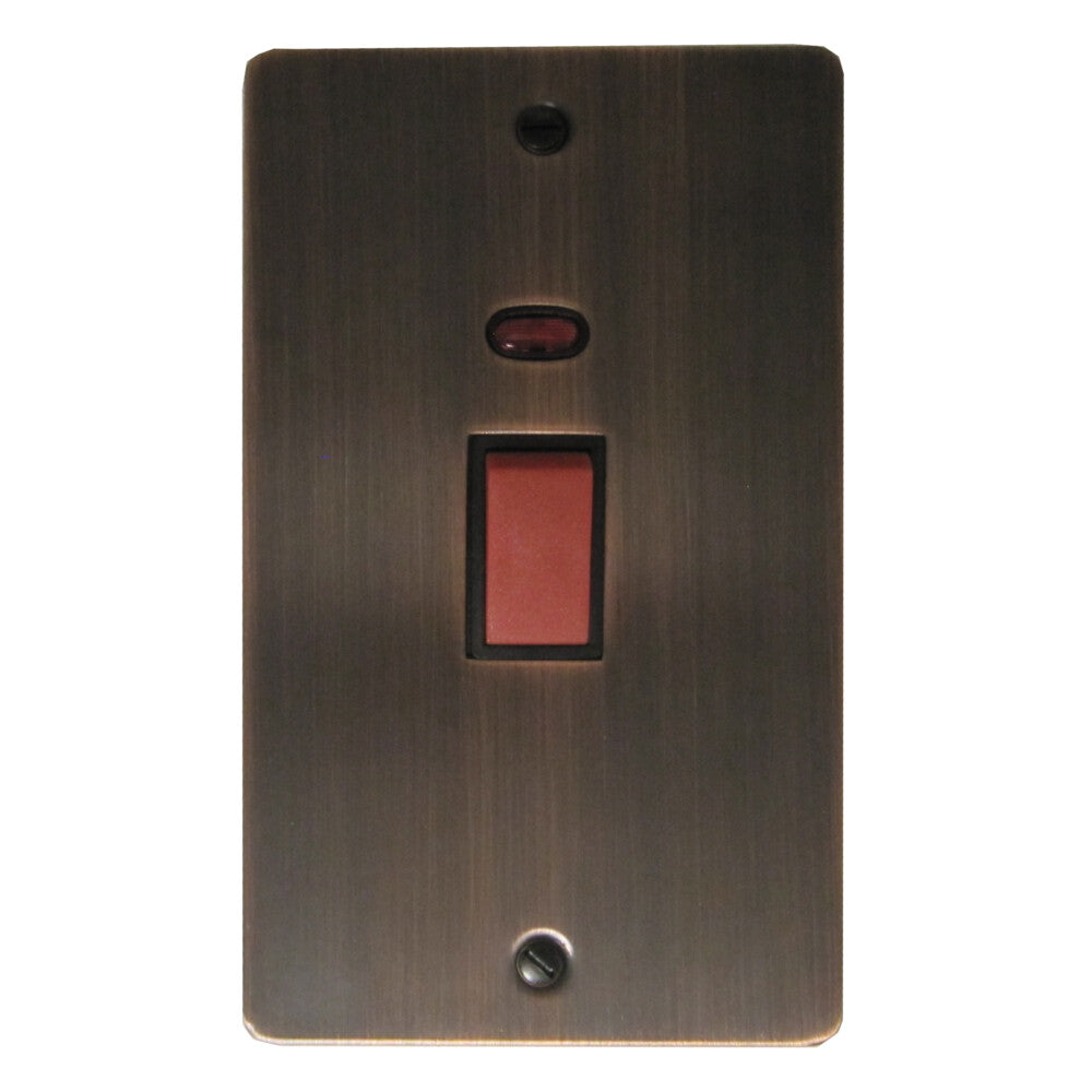 Flat Antique Copper 45 Amp Switch & Neon V/Plate