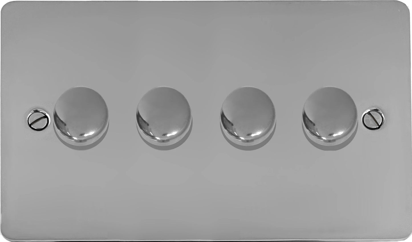 Flat Polished Chrome 4 Gang LED Dimmer