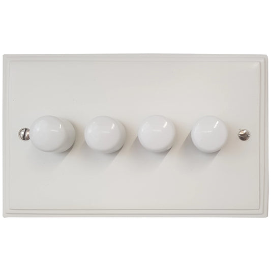 Victorian Flat White 4 Gang LED Dimmer