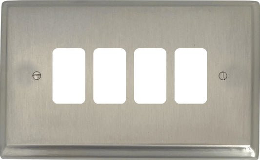 Deco Satin Nickel 4 Gang Grid Plate
