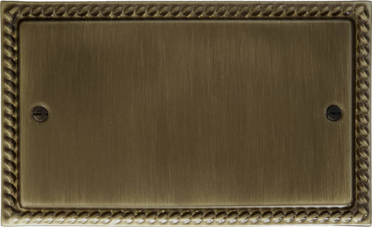 Georgian Antique Brass 2 Gang Blank