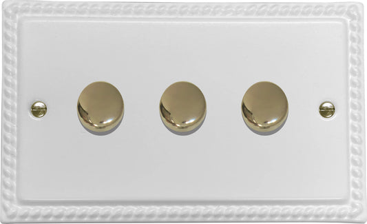 Georgian Flat White 3 Gang Dimmer LED