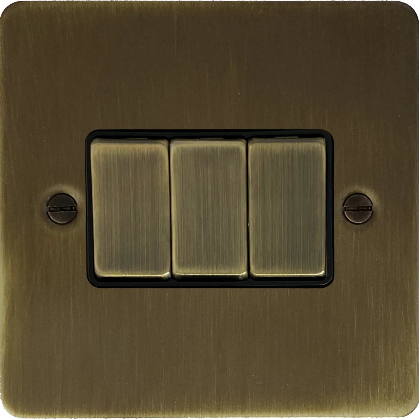 Flat Antique Brass 3 Gang Switch (Brass Switches)