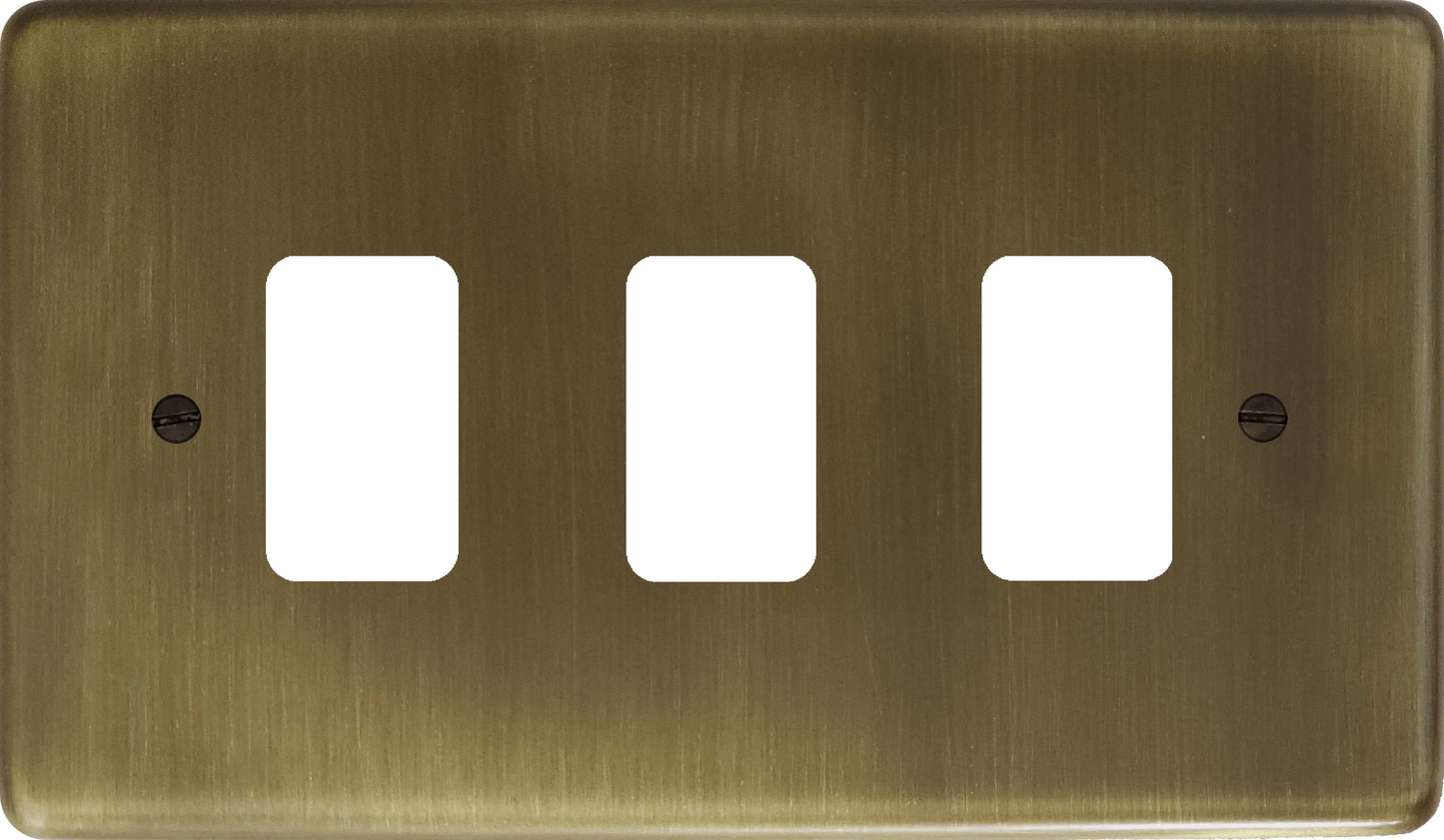 Contour Antique Brass 3 Gang Grid Plate