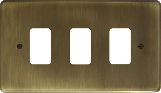 Contour Antique Brass 3 Gang Grid Plate