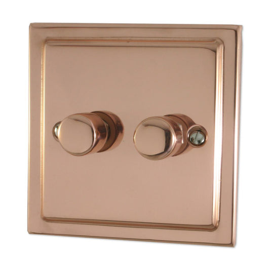 Victorian Polished Copper 2 Gang Dimmer LED