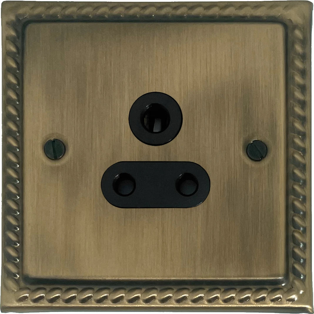 Georgian Light Antique Brass 5 Amp Socket