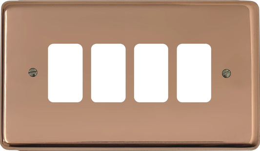 Contour Bright Copper 4 Gang Grid Plate