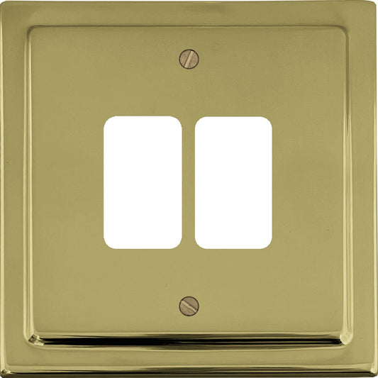 Victorian Polished Brass 2 Gang Grid Plate
