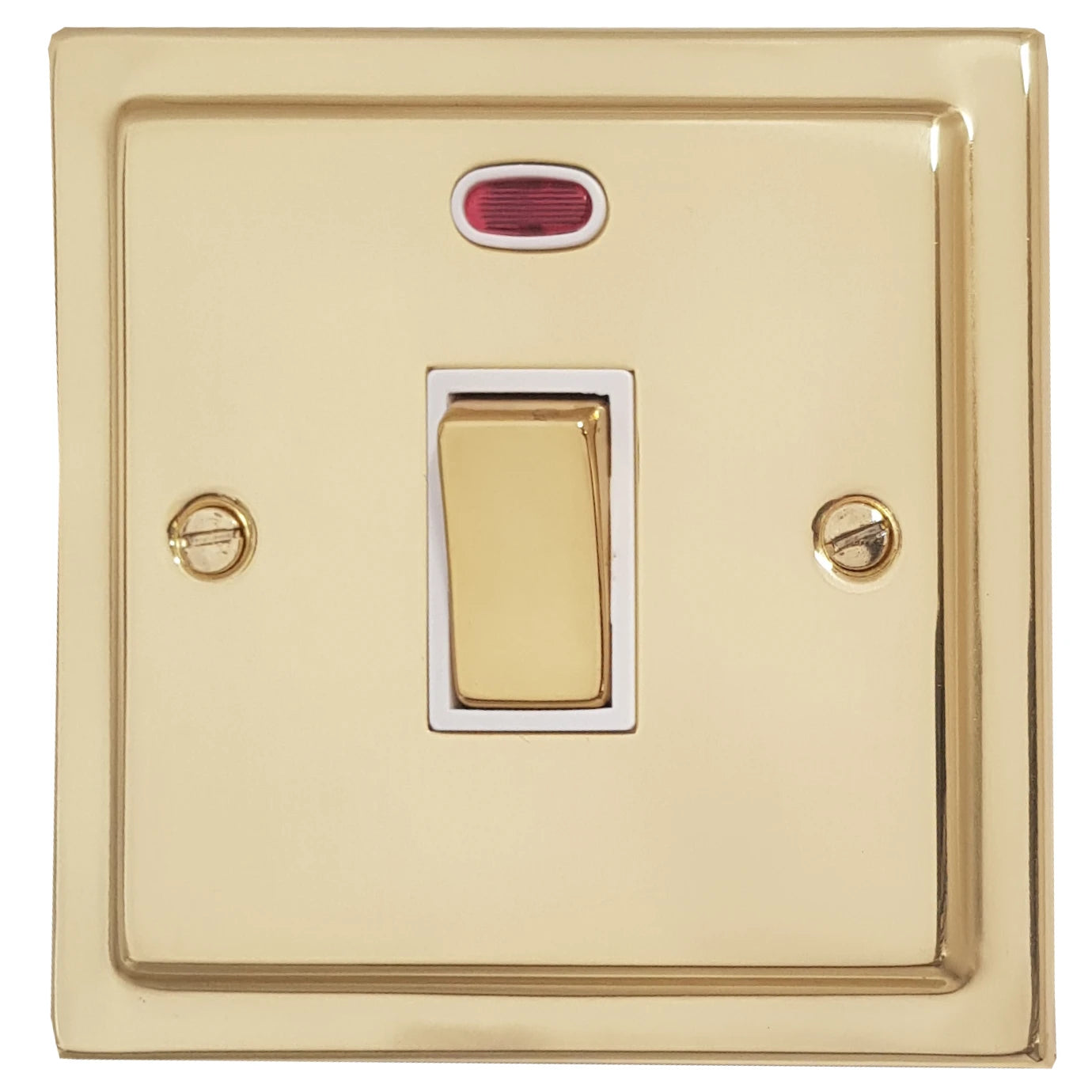 Victorian Polished Brass 20 Amp Dp Switch & Neon
