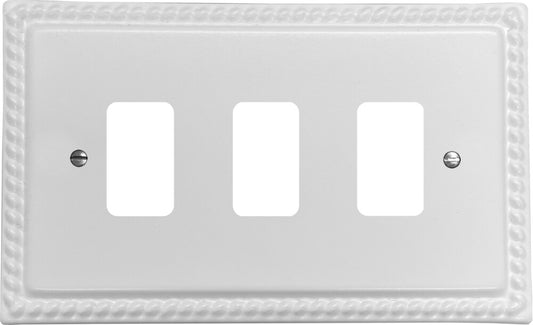 Georgian Flat White 3 Gang Grid Plate