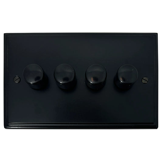 Victorian Flat Black 4 Gang LED Dimmer