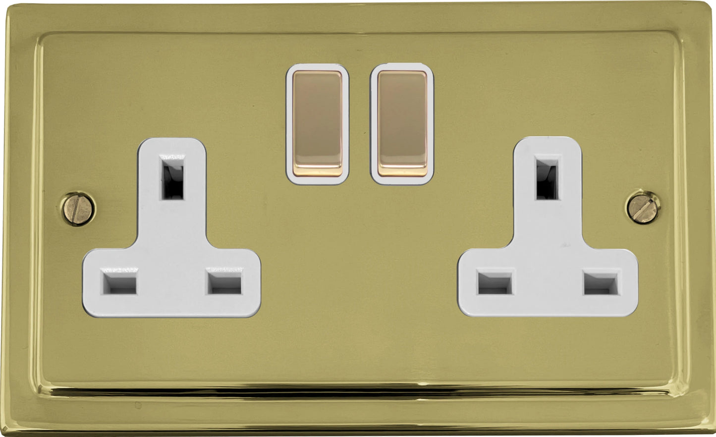 Victorian  Polished Brass  2 Gang Socket