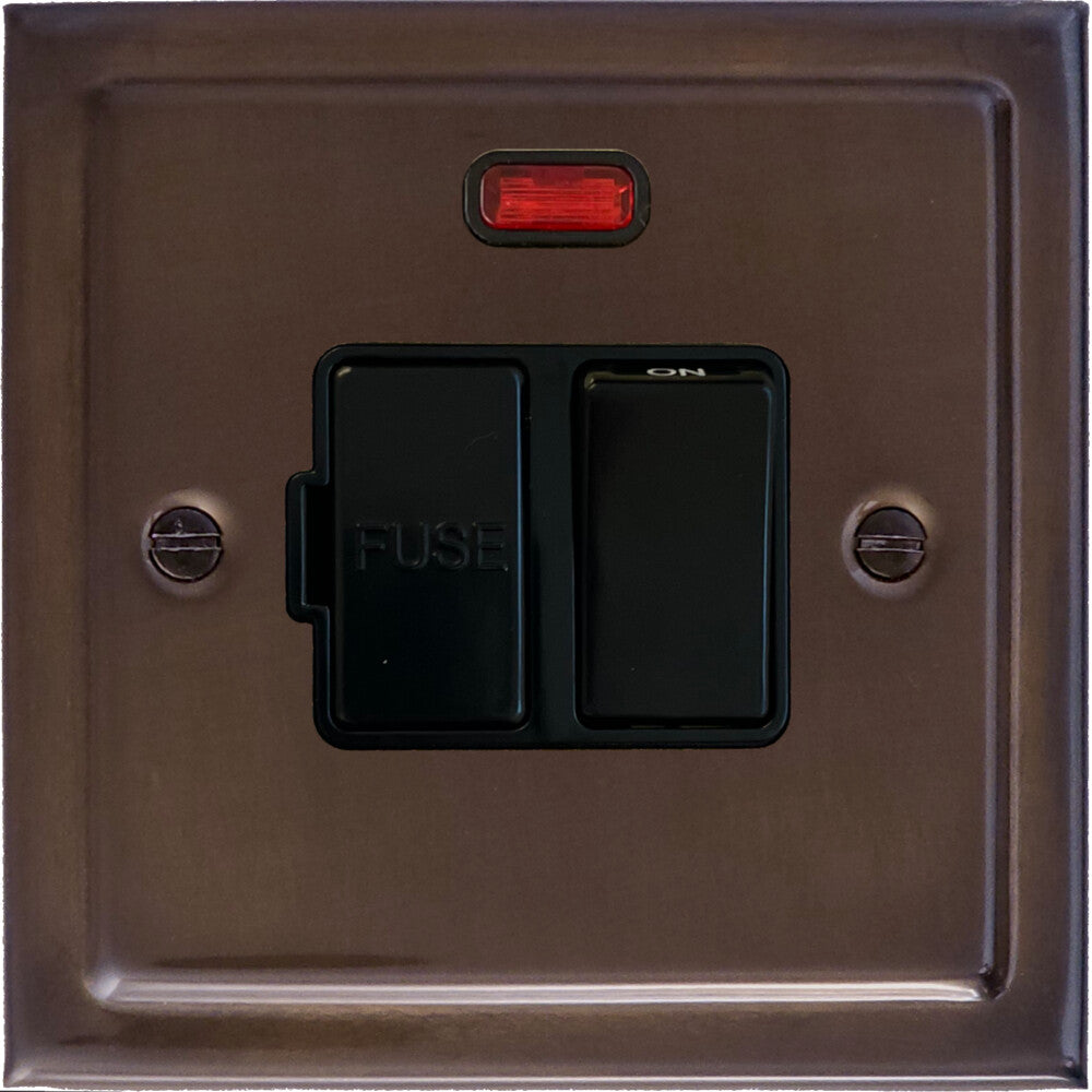 Victorian Medium Bronze Switched Fuse Spur with Neon (Black Switch)