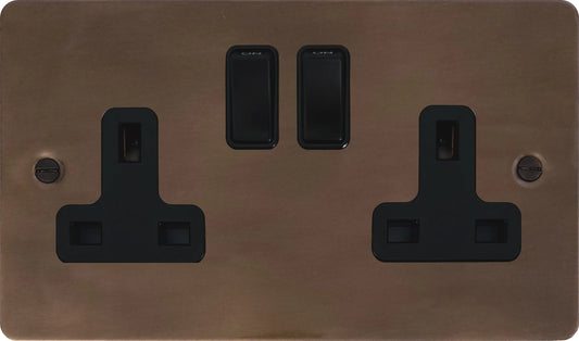 Flat  Medium Bronze  2 Gang Socket