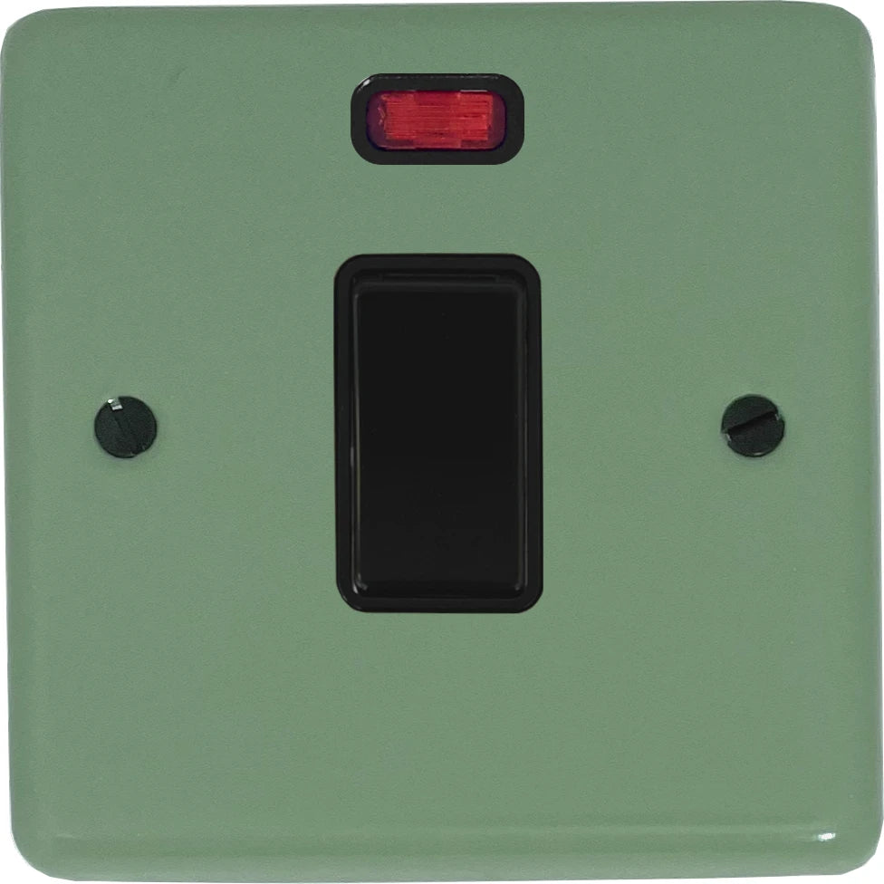 Classic Sage Green 20 Amp DP Switch with Neon (Black Switch)