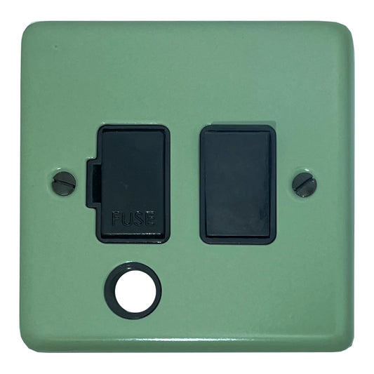 Classic Sage Green Switched Fuse Spur with Flex Outlet (Black Switch)