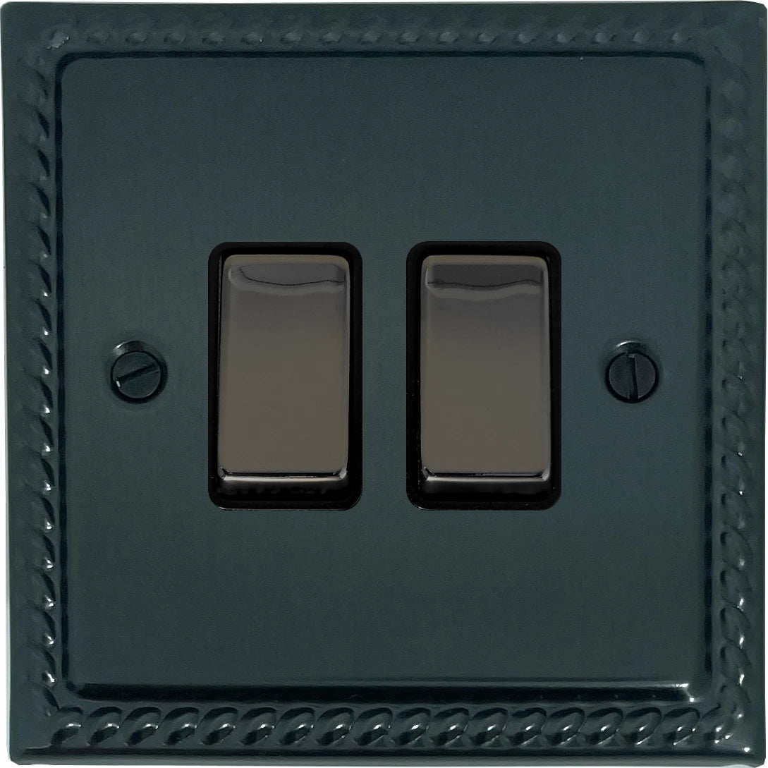 Georgian Black Bronze 2 Gang Switch (Black Nickel Switch)