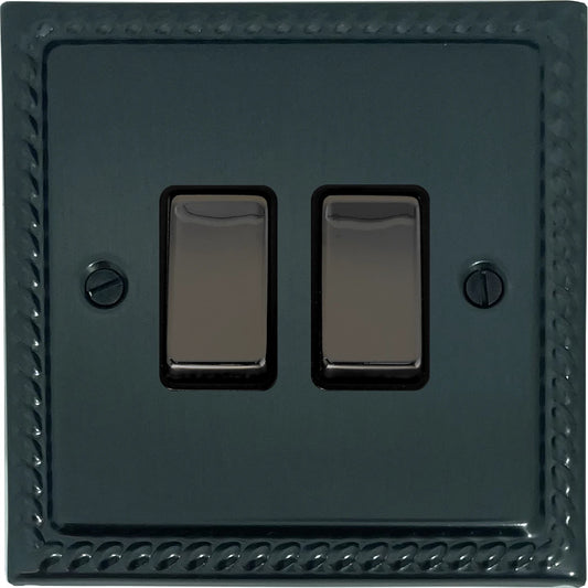 Georgian Black Bronze 2 Gang Switch (Black Nickel Switch) - Georgian range electrical switch