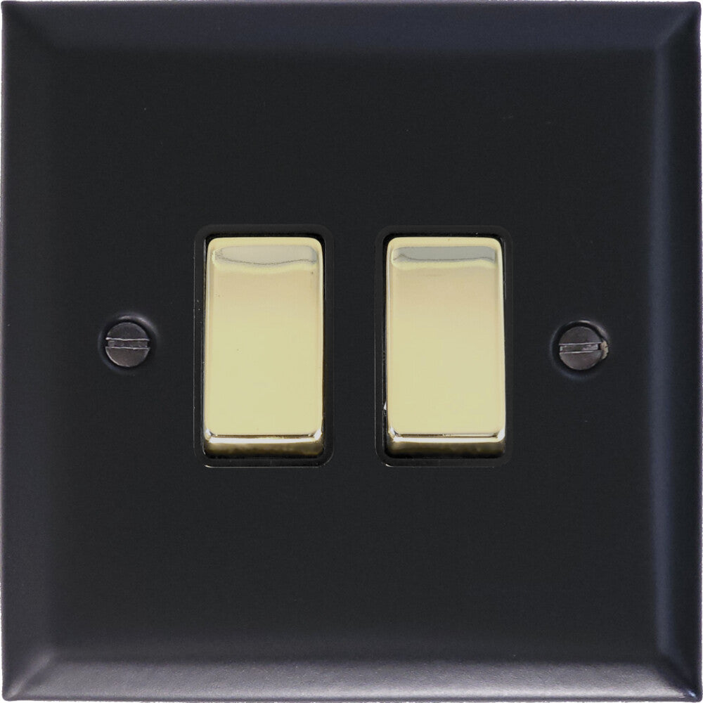 Spectrum Flat Black  2 Gang Switch