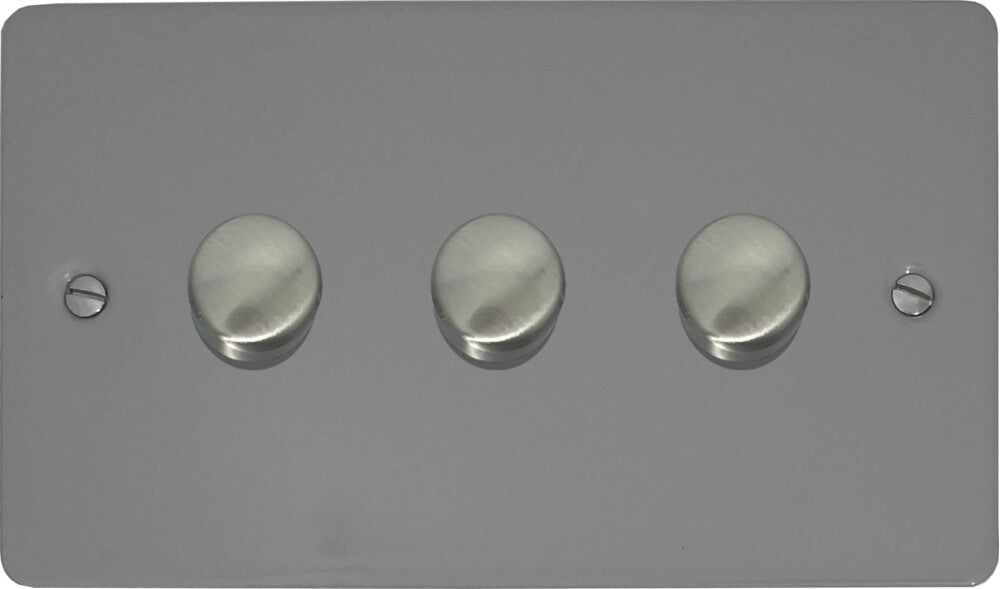 Flat Light Grey 3 Gang LED Dimmer