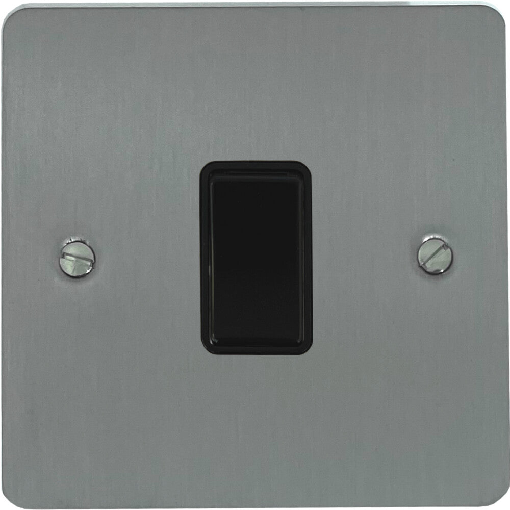 Flat Brushed Steel 1 Gang  Switch