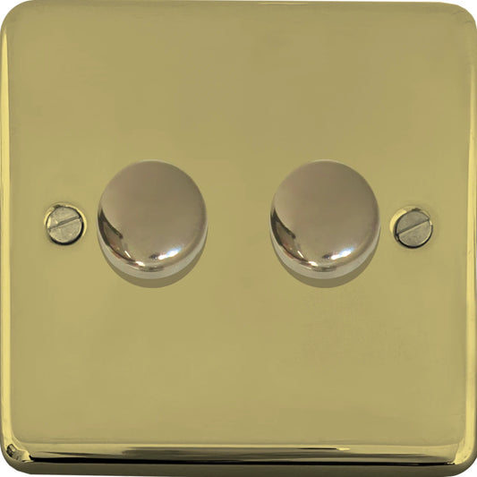 Contour Polished Brass 2 Gang LED Dimmer