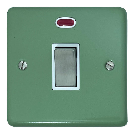 Classic Sage Green 20A DP Switch with Neon (Chrome Switch/White Insert)