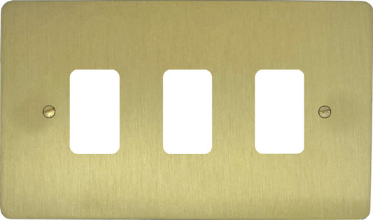 Flat Satin Brass 3 Gang Grid Plate
