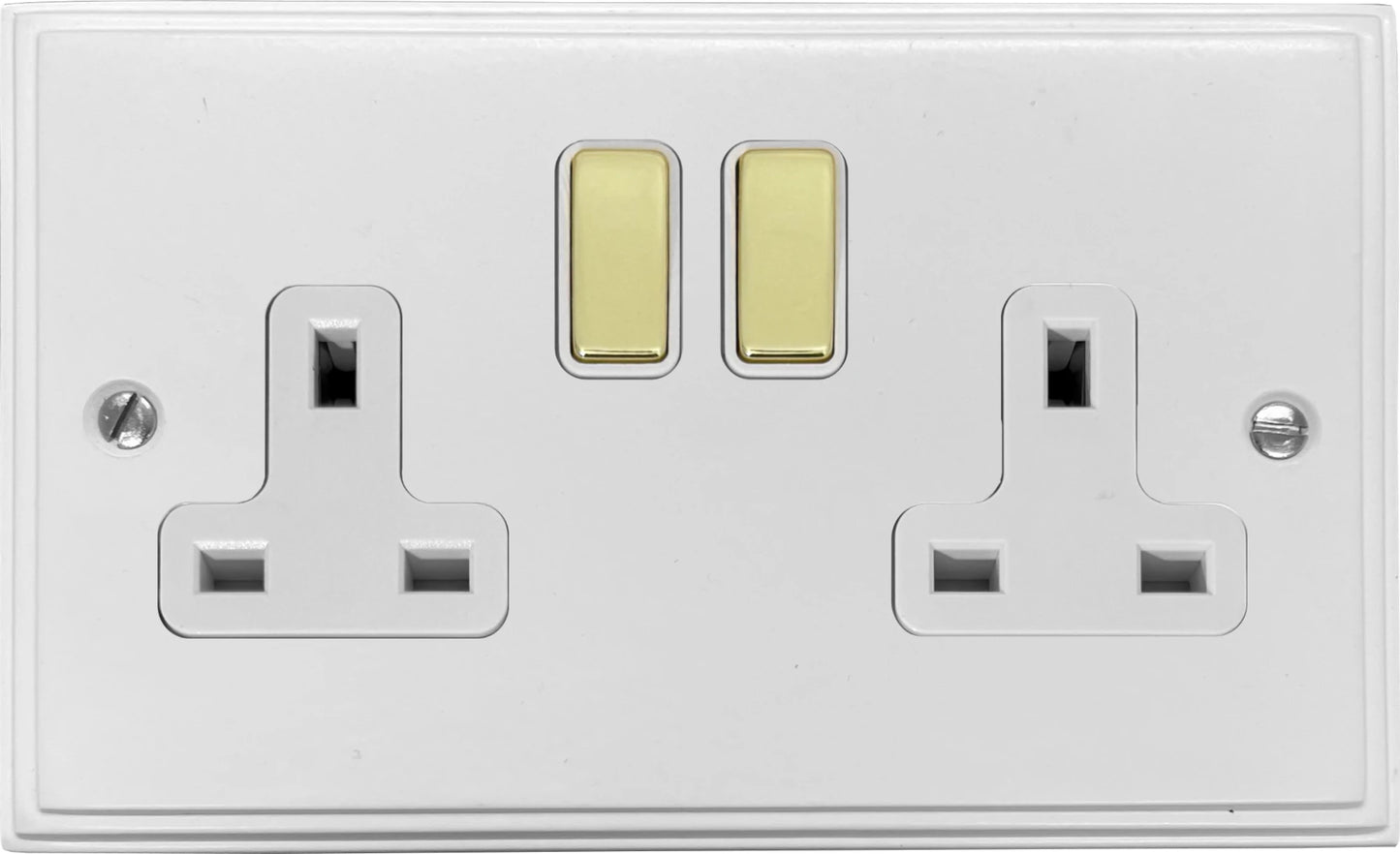 Victorian  Flat White 2 Gang Socket