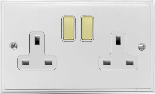 Victorian  Flat White 2 Gang Socket