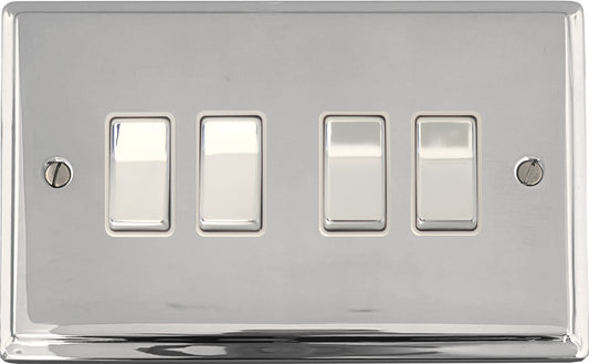 Deco Polished Chrome 4 Gang 2 Way Switch