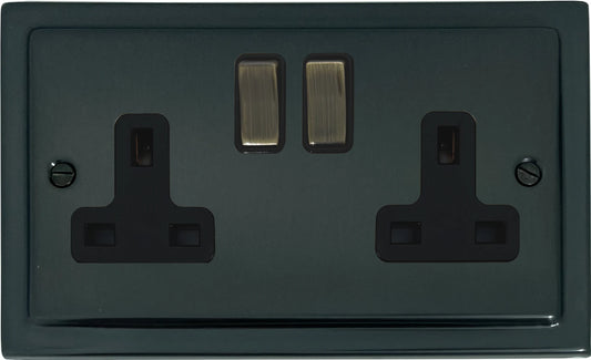 Victorian  Black Bronze 2 Gang Socket