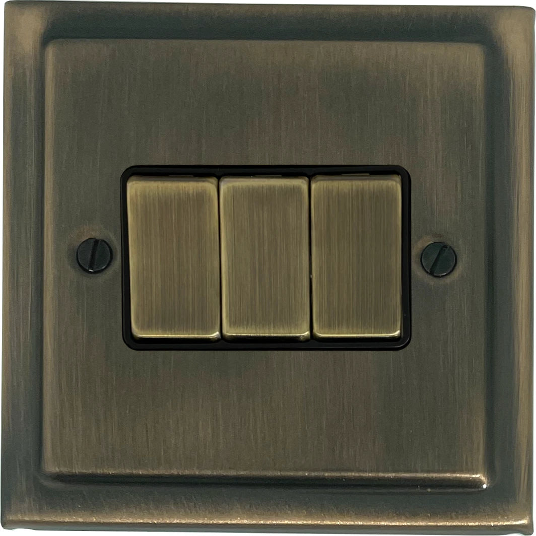 Victorian Antique Brass 3 Gang Switch (Brass Switches)