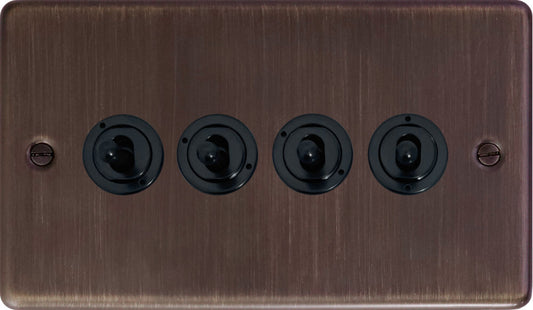 Contour Antique Copper 4 Gang 2 Way Toggle