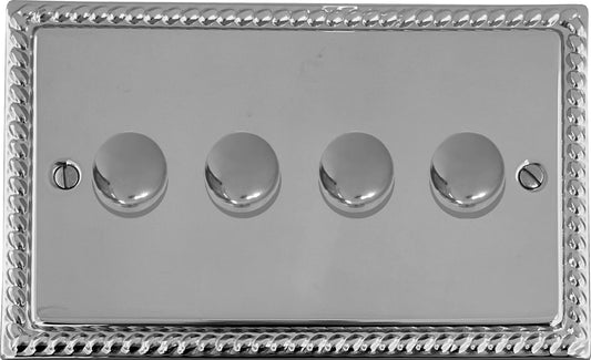 Georgian Polished Chrome 4 Gang 120W LED Dimmer