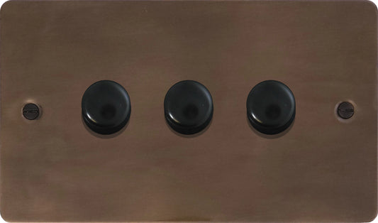 Flat Medium Bronze 3 Gang LED Dimmer