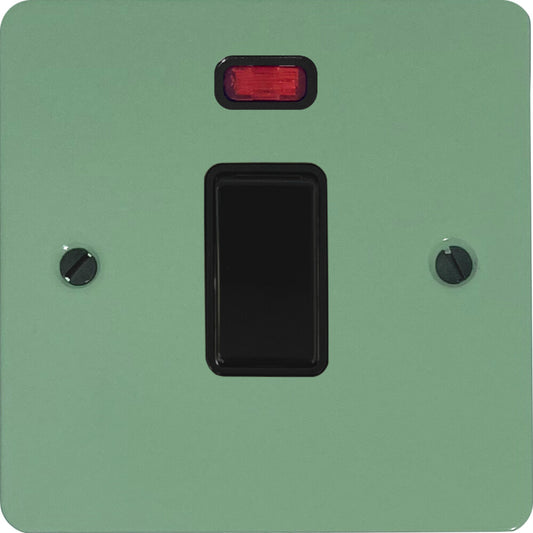 Flat Sage Green 20 Amp DP Switch with Neon (Black Switch)