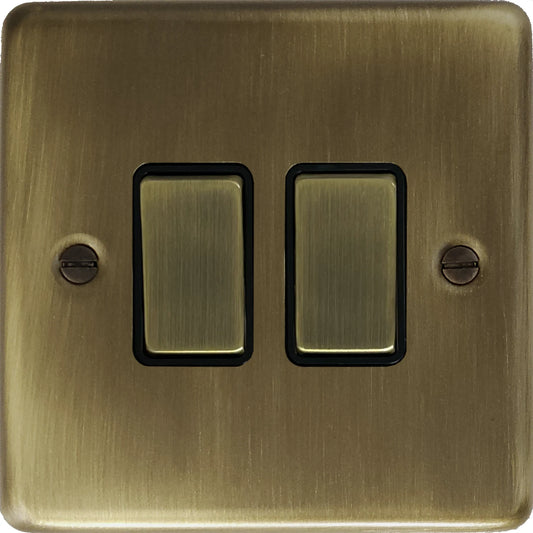 Contour Antique Brass 2 Gang Switch (Brass Switches)